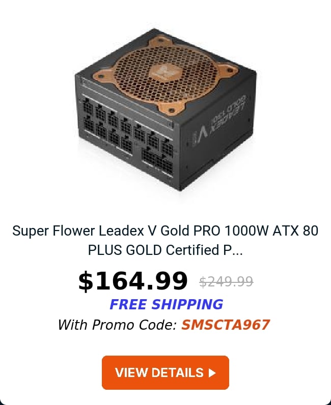 Super Flower Leadex V Gold PRO 1000W ATX 80 PLUS GOLD Certified P...