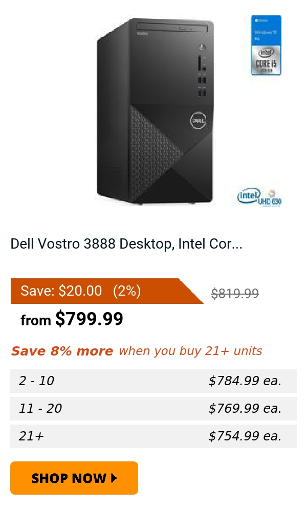 Dell Vostro 3888 Desktop, Intel Cor...