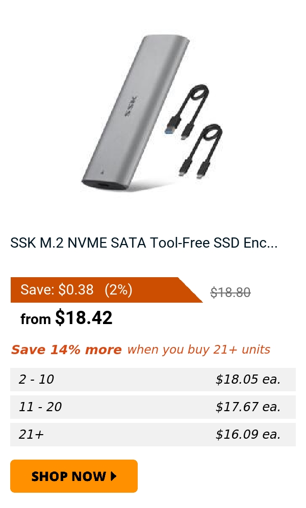 SSK M.2 NVME SATA Tool-Free SSD Enc...