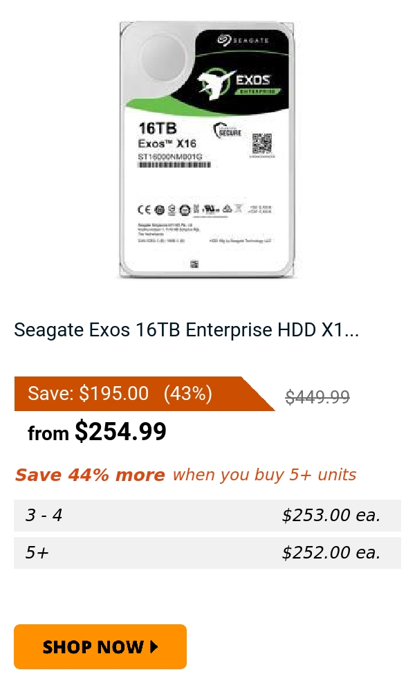 Seagate Exos 16TB Enterprise HDD X1...