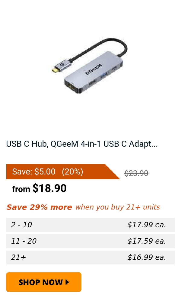 USB C Hub, QGeeM 4-in-1 USB C Adapt...