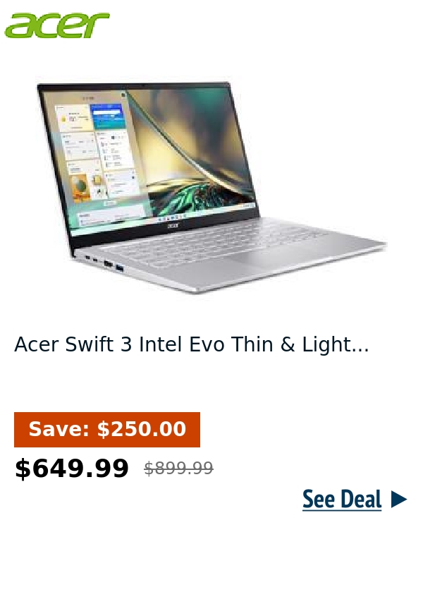 Acer Swift 3 Intel Evo Thin & Light...