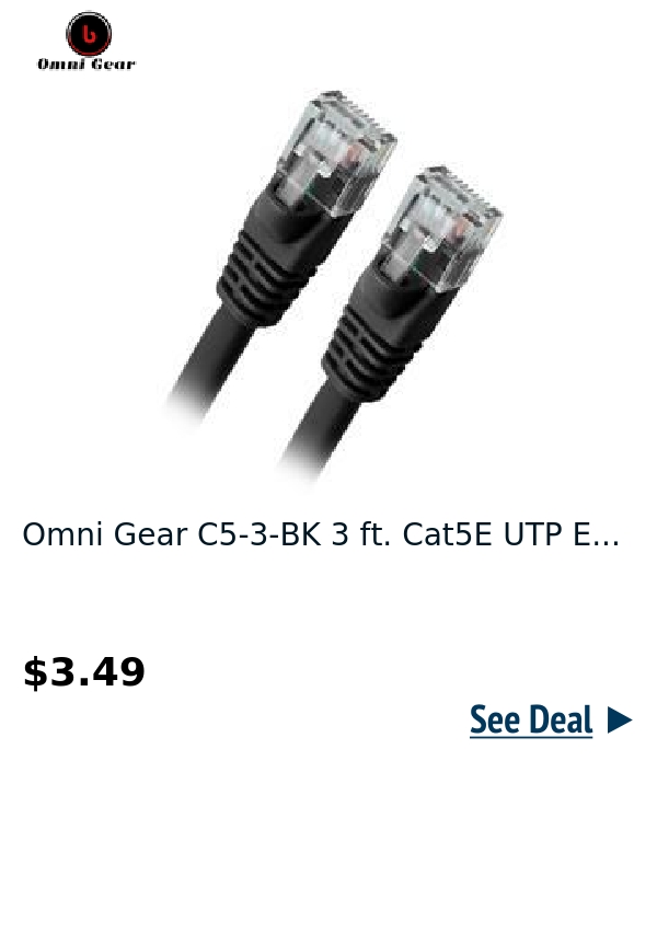 Omni Gear C5-3-BK 3 ft. Cat5E UTP E...