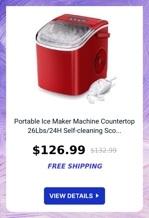 Portable Ice Maker Machine Countertop 26Lbs/24H Self-cleaning Sco...