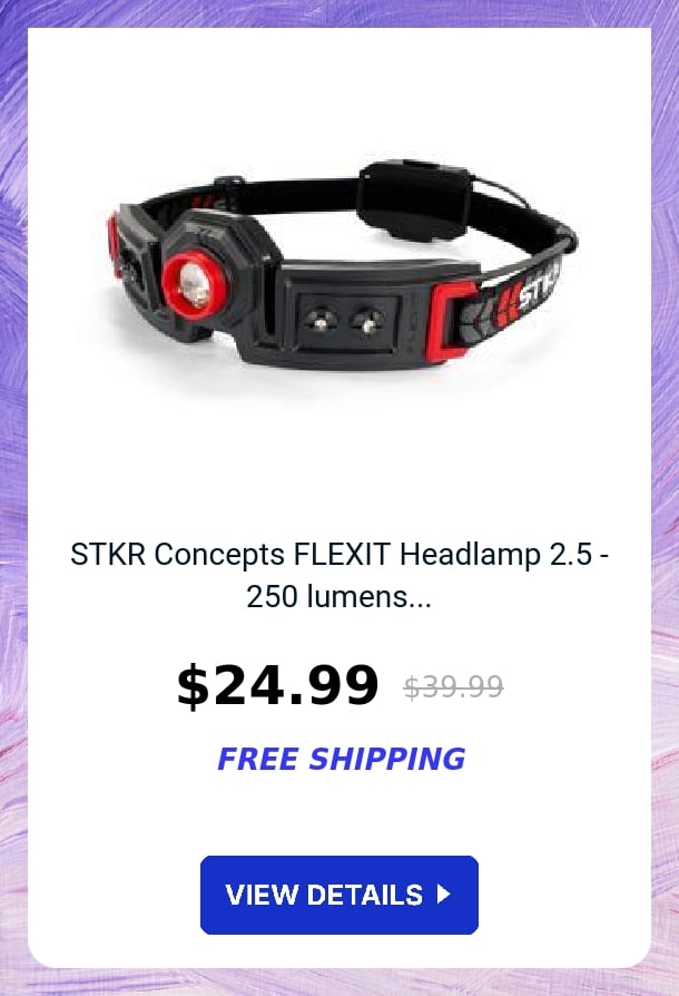 STKR Concepts FLEXIT Headlamp 2.5 - 250 lumens...