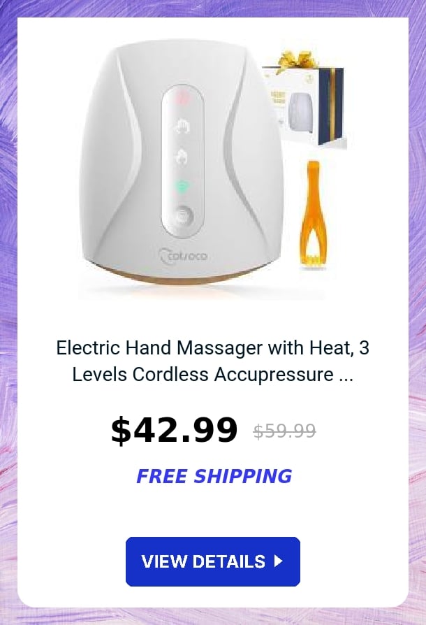 Electric Hand Massager with Heat, 3 Levels Cordless Accupressure ...