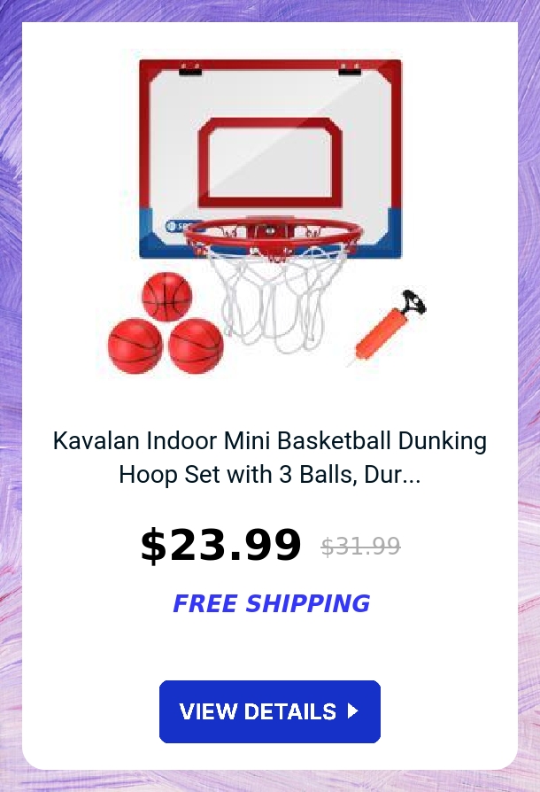 Kavalan Indoor Mini Basketball Dunking Hoop Set with 3 Balls, Dur...