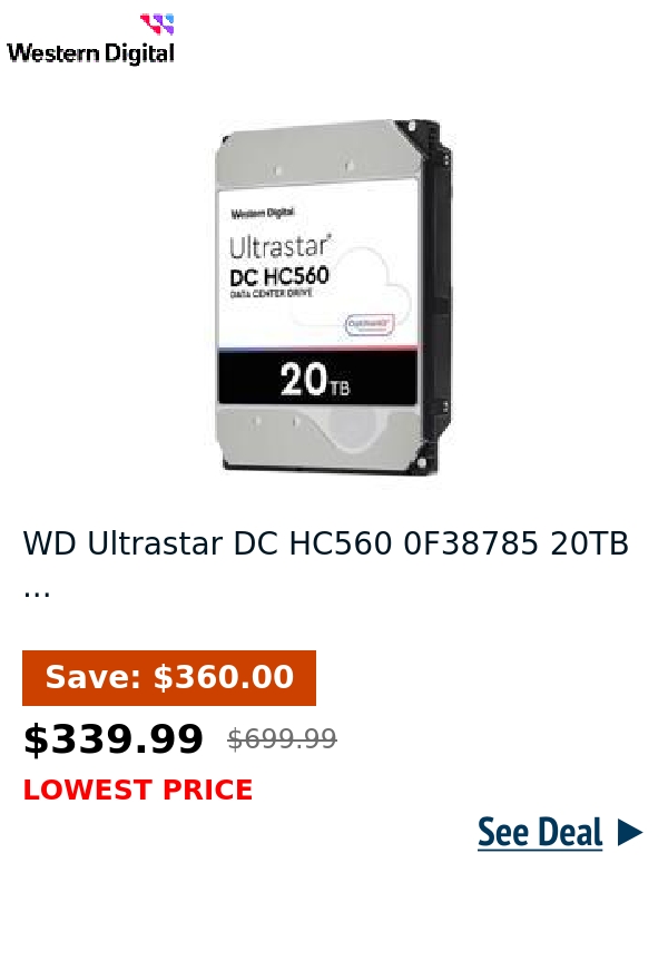 WD Ultrastar DC HC560 0F38785 20TB ...