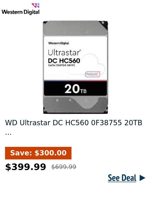 WD Ultrastar DC HC560 0F38755 20TB ...