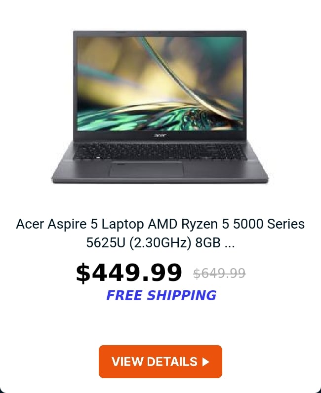 Acer Aspire 5 Laptop AMD Ryzen 5 5000 Series 5625U (2.30GHz) 8GB ...