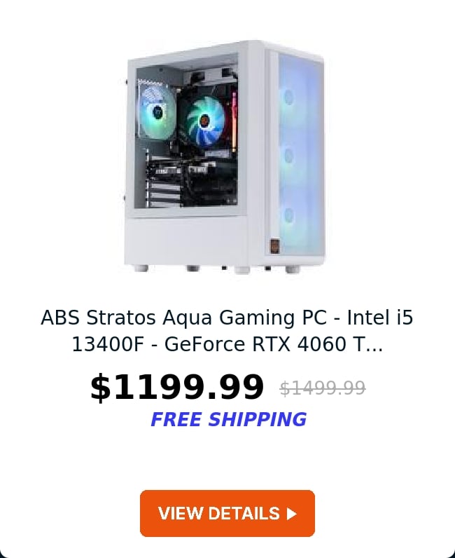 ABS Stratos Aqua Gaming PC - Intel i5 13400F - GeForce RTX 4060 T...