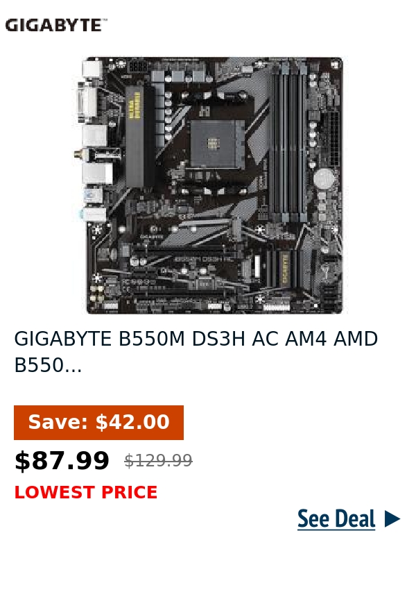 GIGABYTE B550M DS3H AC AM4 AMD B550...