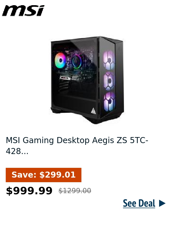 MSI Gaming Desktop Aegis ZS 5TC-428...