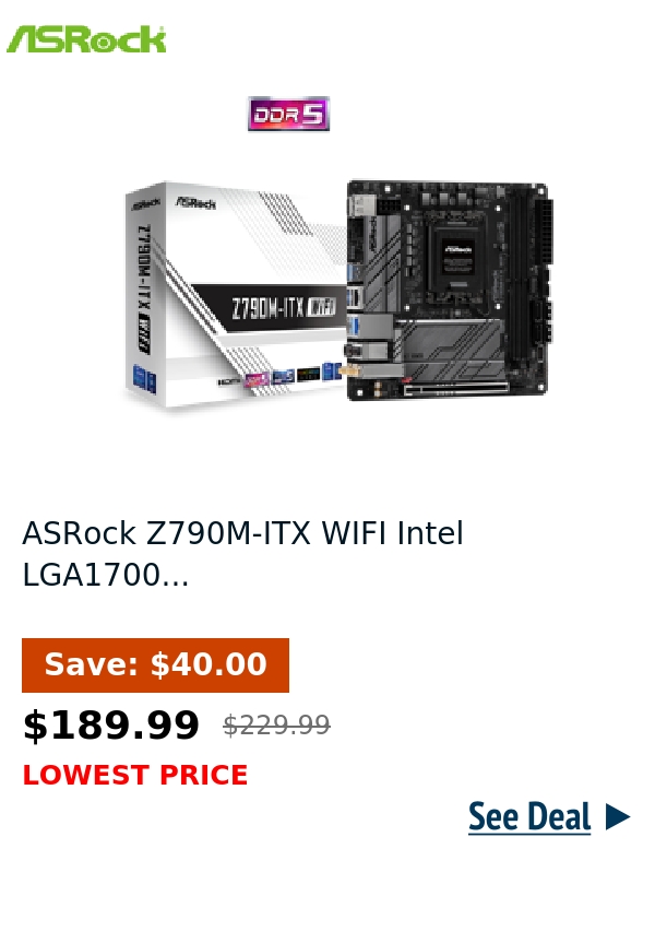 ASRock Z790M-ITX WIFI Intel LGA1700...