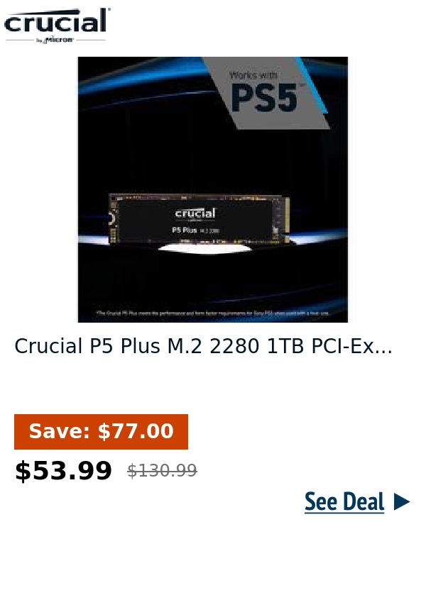 Crucial P5 Plus M.2 2280 1TB PCI-Ex...