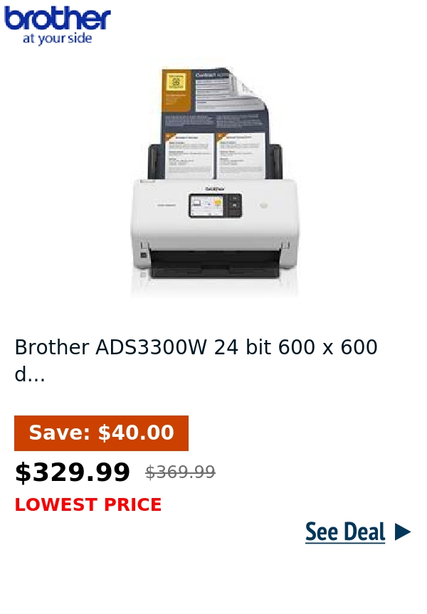 Brother ADS3300W 24 bit 600 x 600 d...