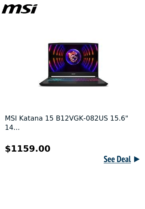 MSI Katana 15 B12VGK-082US 15.6