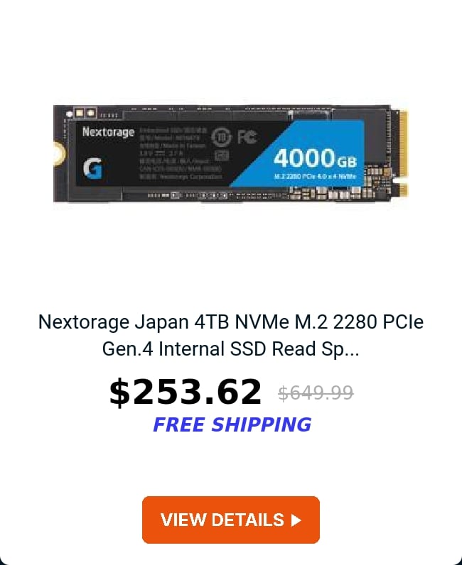 Nextorage Japan 4TB NVMe M.2 2280 PCIe Gen.4 Internal SSD Read Sp...