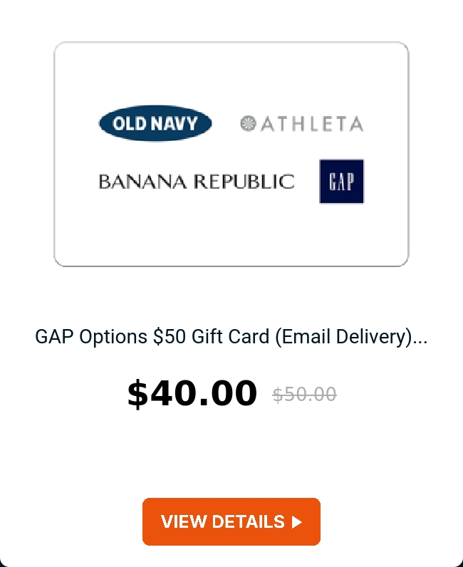 GAP Options $50 Gift Card (Email Delivery)...