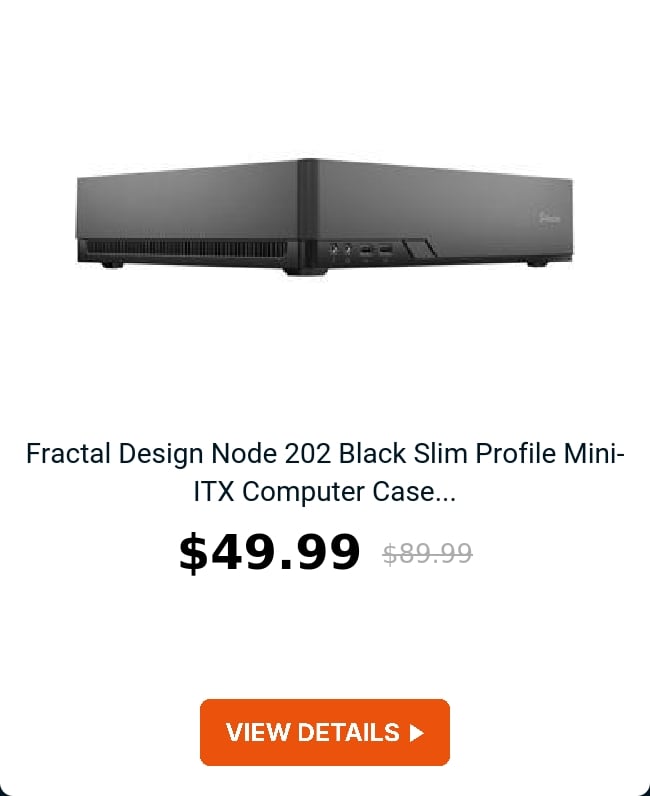 Fractal Design Node 202 Black Slim Profile Mini-ITX Computer Case...