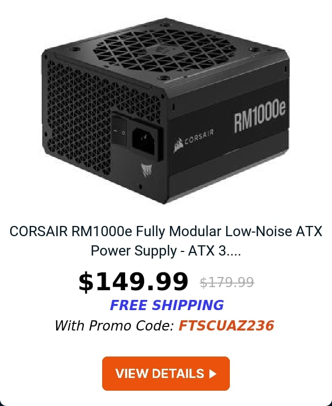 CORSAIR RM1000e Fully Modular Low-Noise ATX Power Supply - ATX 3....