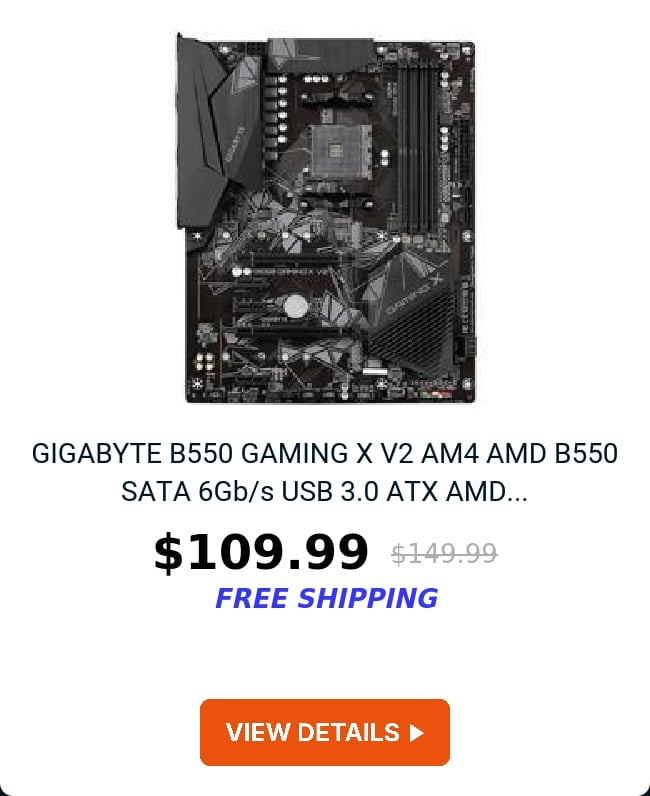 GIGABYTE B550 GAMING X V2 AM4 AMD B550 SATA 6Gb/s USB 3.0 ATX AMD...