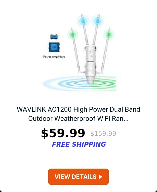 WAVLINK AC1200 High Power Dual Band Outdoor Weatherproof WiFi Ran...