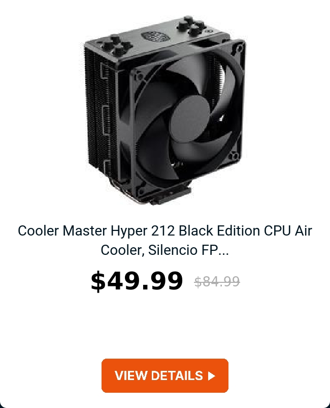 Cooler Master Hyper 212 Black Edition CPU Air Cooler, Silencio FP...