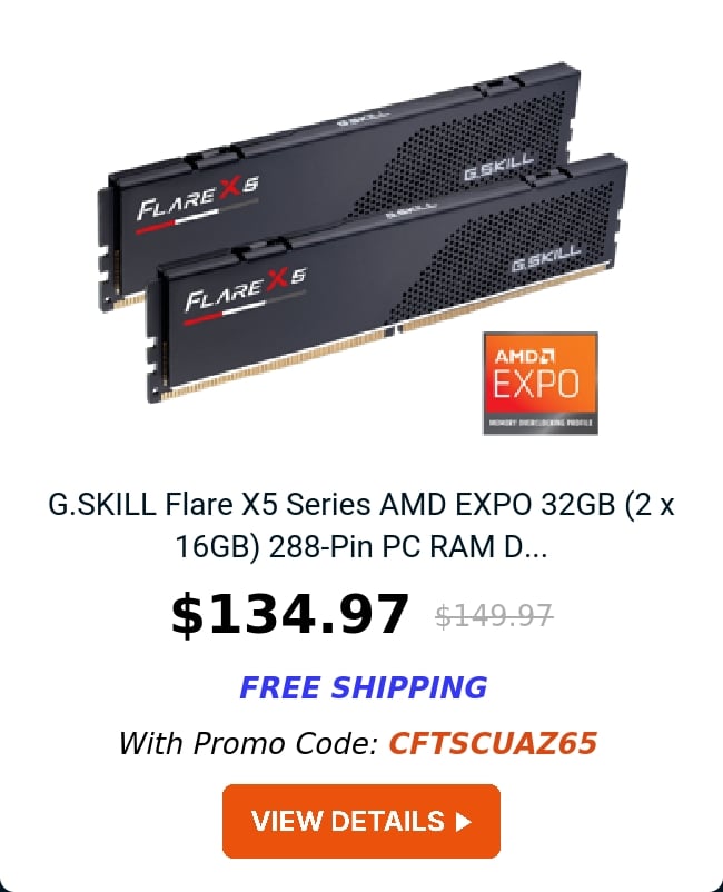 G.SKILL Flare X5 Series AMD EXPO 32GB (2 x 16GB) 288-Pin PC RAM D...