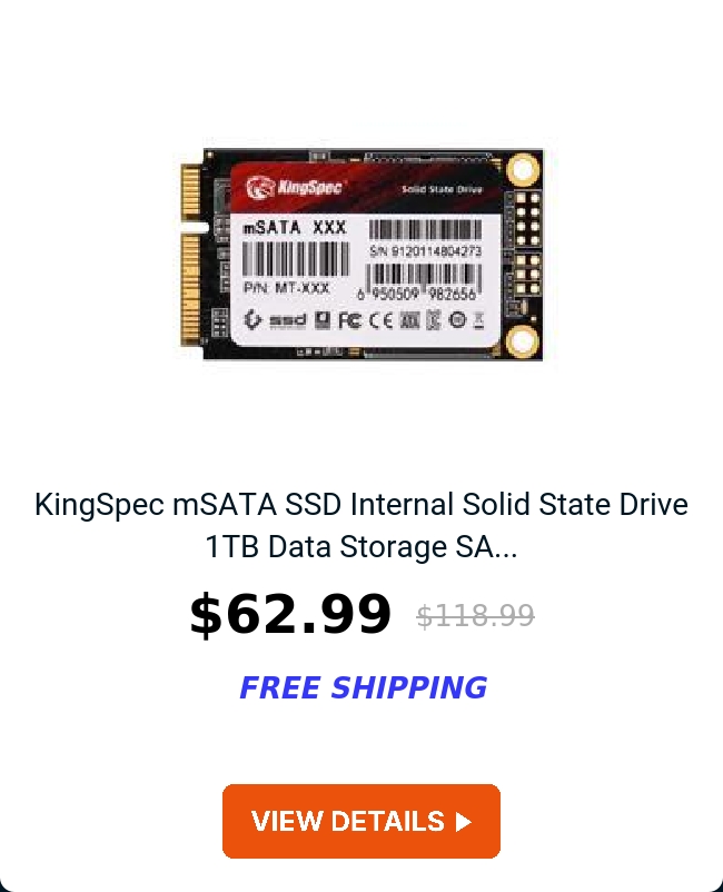 KingSpec mSATA SSD Internal Solid State Drive 1TB Data Storage SA...