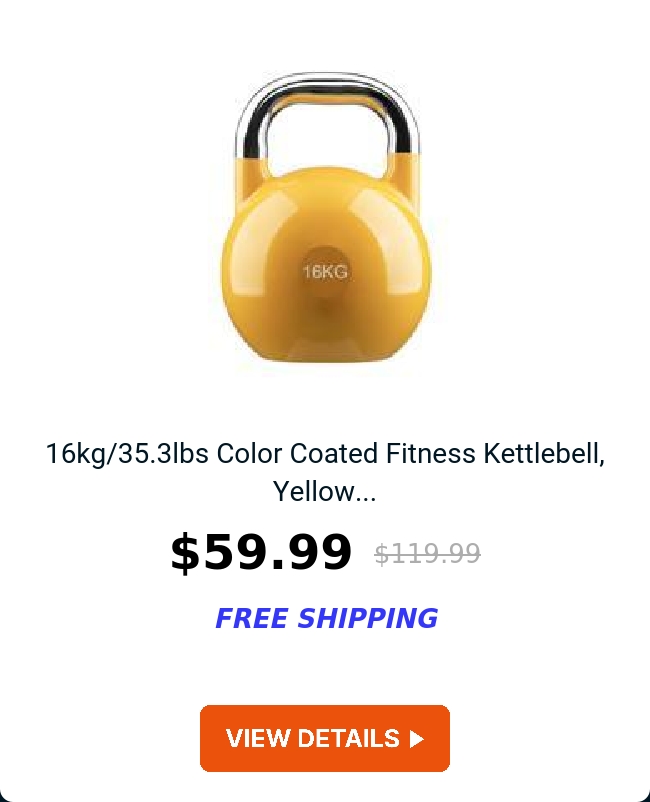 16kg/35.3lbs Color Coated Fitness Kettlebell, Yellow...