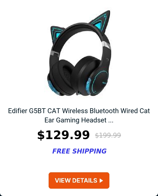 Edifier G5BT CAT Wireless Bluetooth Wired Cat Ear Gaming Headset ...