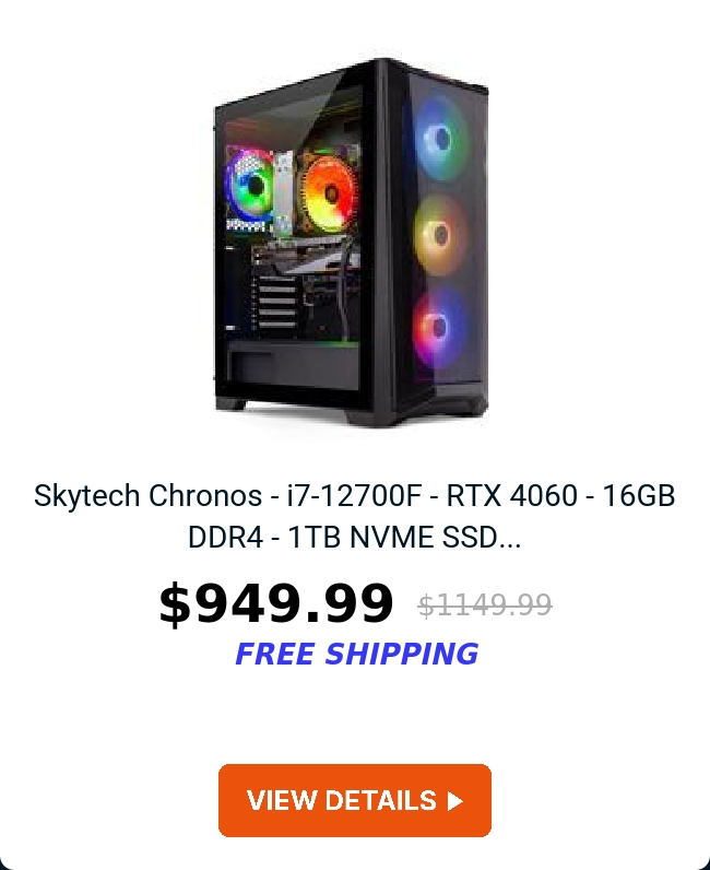 Skytech Chronos - i7-12700F - RTX 4060 - 16GB DDR4 - 1TB NVME SSD...