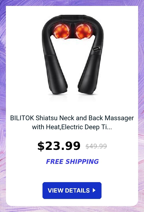 BILITOK Shiatsu Neck and Back Massager with Heat,Electric Deep Ti...