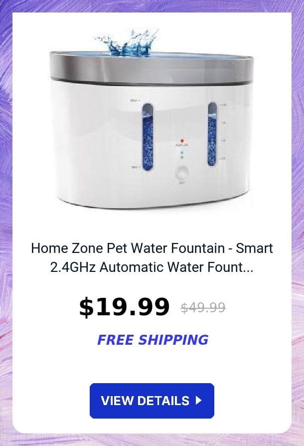 Home Zone Pet Water Fountain - Smart 2.4GHz Automatic Water Fount...