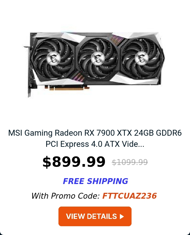 MSI Gaming Radeon RX 7900 XTX 24GB GDDR6 PCI Express 4.0 ATX Vide...