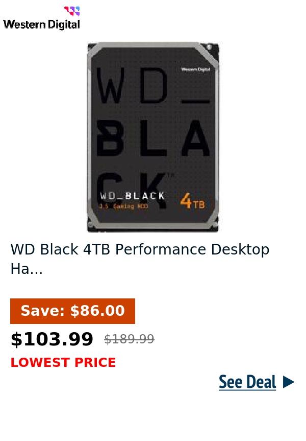 WD Black 4TB Performance Desktop Ha...