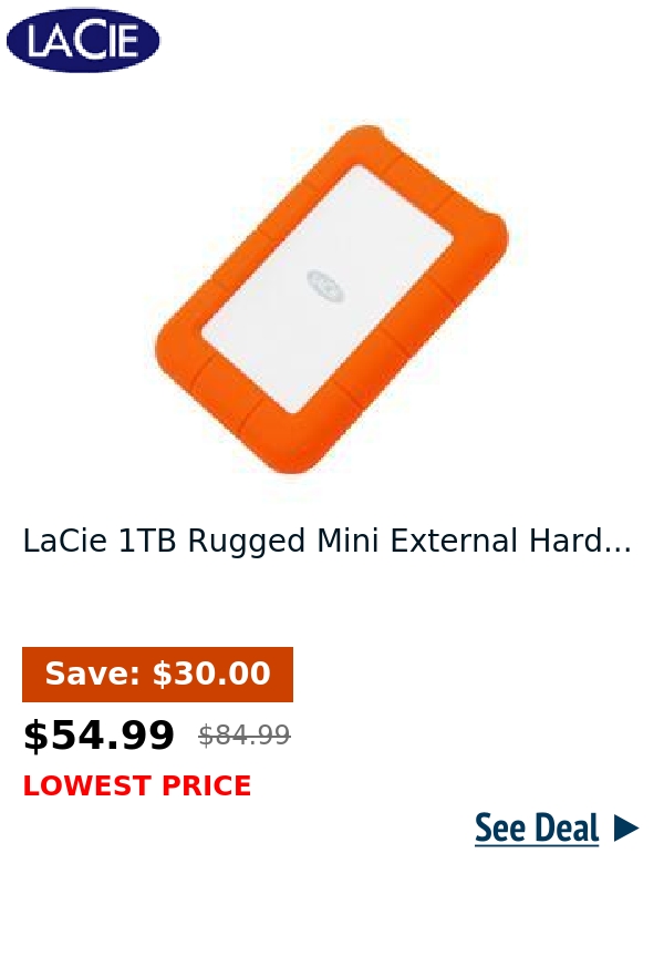 LaCie 1TB Rugged Mini External Hard...