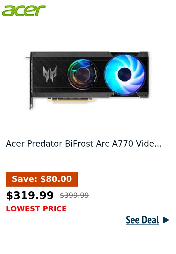 Acer Predator BiFrost Arc A770 Vide...