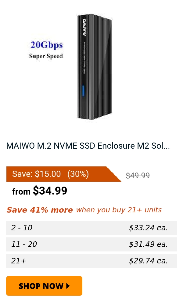 MAIWO M.2 NVME SSD Enclosure M2 Sol...