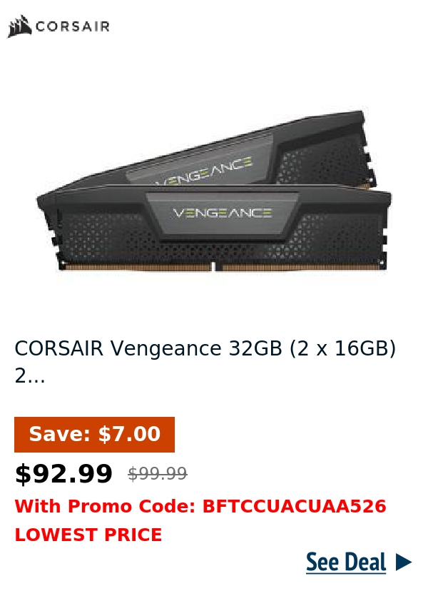 CORSAIR Vengeance 32GB (2 x 16GB) 2...