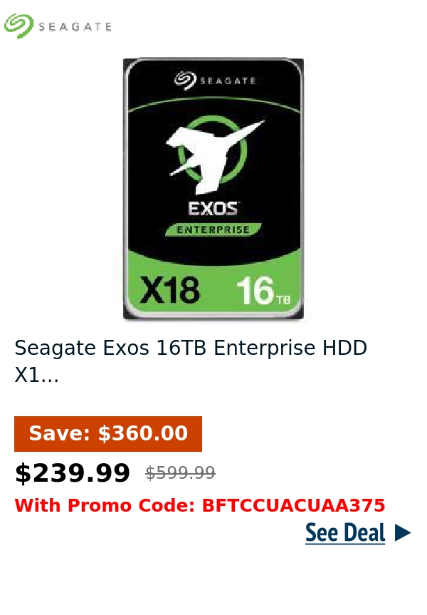 Seagate Exos 16TB Enterprise HDD X1...