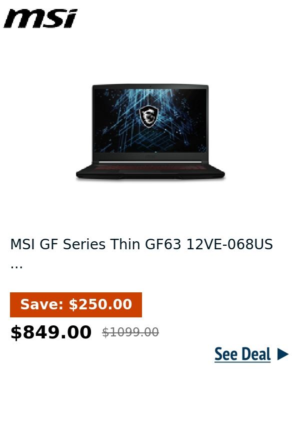 MSI GF Series Thin GF63 12VE-068US ...