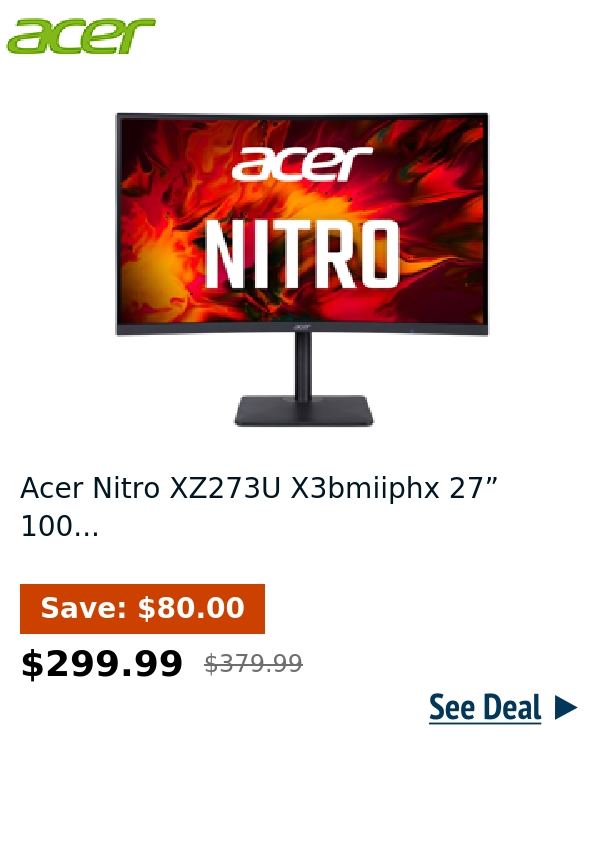 Acer Nitro XZ273U X3bmiiphx 27” 100...