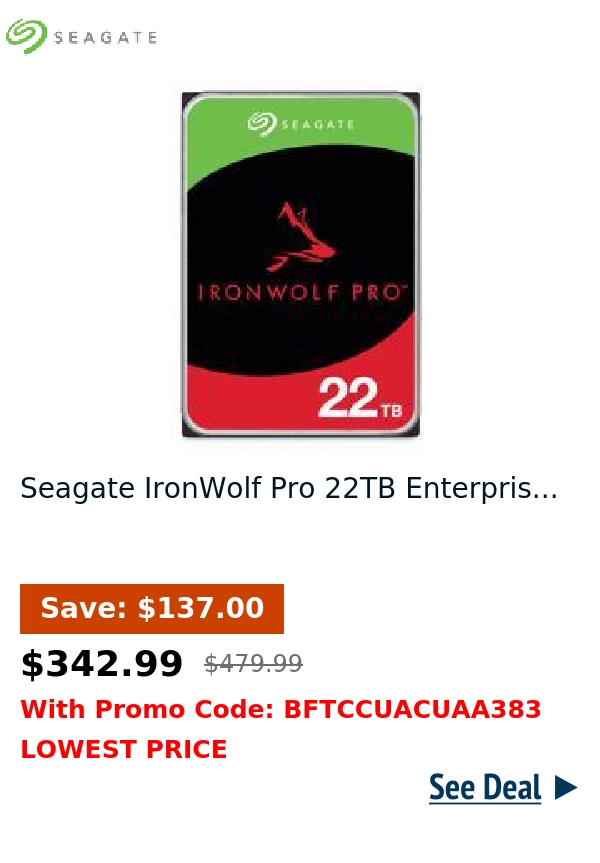 Seagate IronWolf Pro 22TB Enterpris...