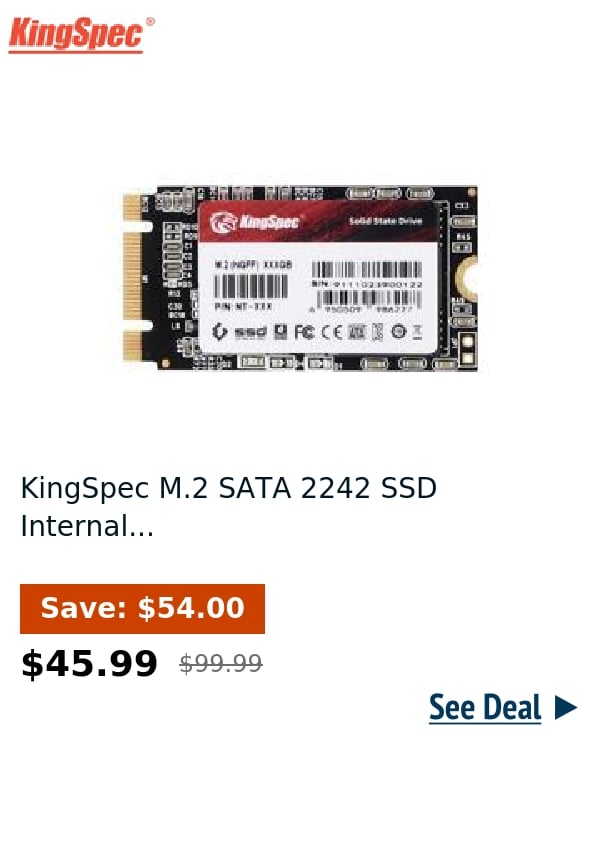 KingSpec M.2 SATA 2242 SSD Internal...