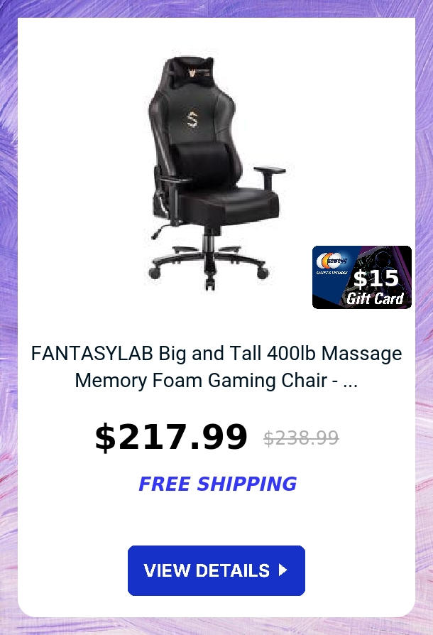 FANTASYLAB Big and Tall 400lb Massage Memory Foam Gaming Chair - ...