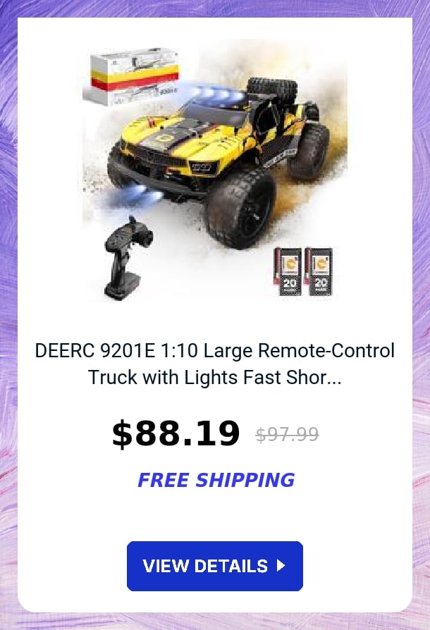 DEERC 9201E 1:10 Large Remote-Control Truck with Lights Fast Shor...