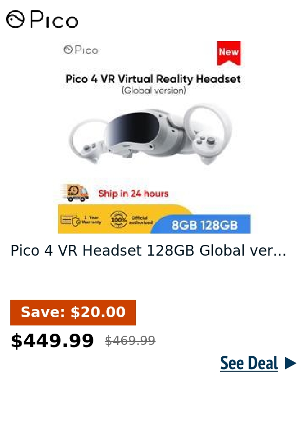 Pico 4 VR Headset 128GB Global ver...