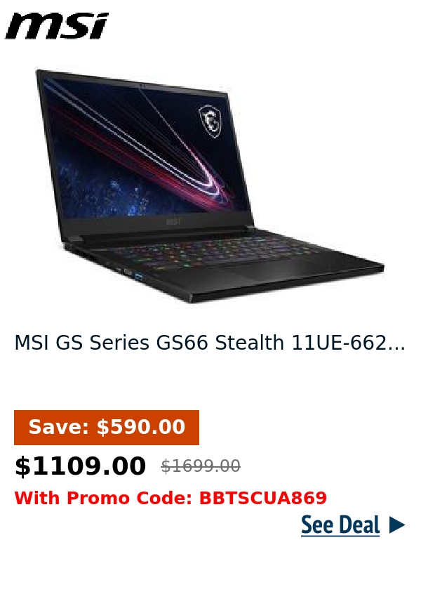 MSI GS Series GS66 Stealth 11UE-662...